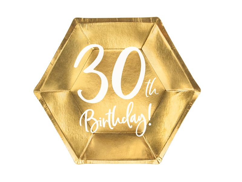 Papperstallrikar Guldmetallic 30th Birthday