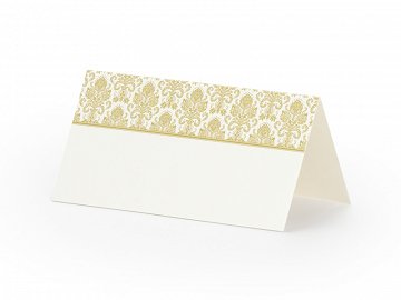 Placeringskort Vita med guldmönster 25-pack