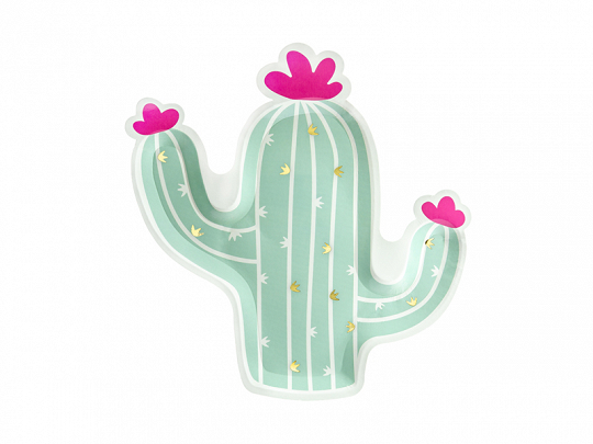 KAktusformad papperstallrik till barnkalas. Tema Stickiga Kaktusen