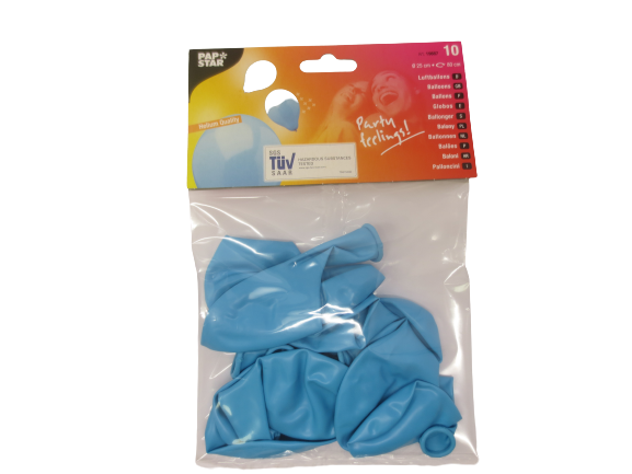 Ljusblå ballonger, perfekt till barnkalas. 10-pack 26 kronor.