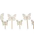 Caketopper fjärilar i vitt 6-pack