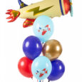 Extra starka ballonger Pastellblå med flygplan 30cm 6-pack