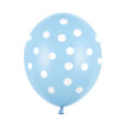 Ballonger extra starka pastellblå med vita prickar 30cm 6-pack