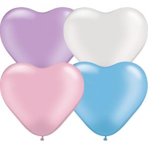 små hjärtformade ballonger i pärlemor. 15 cm. 5-pack