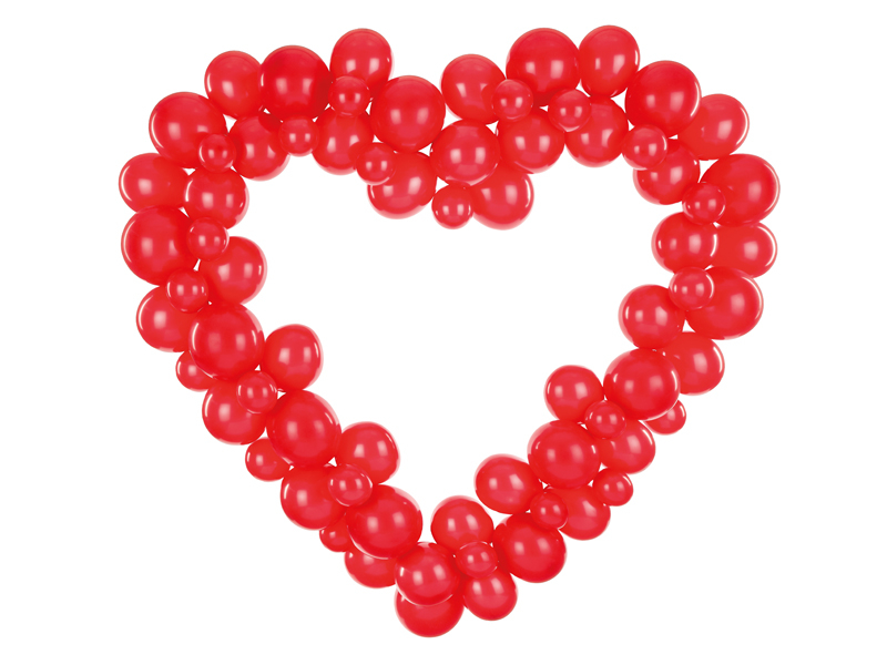 Hjärtformad ballongbåge i rött