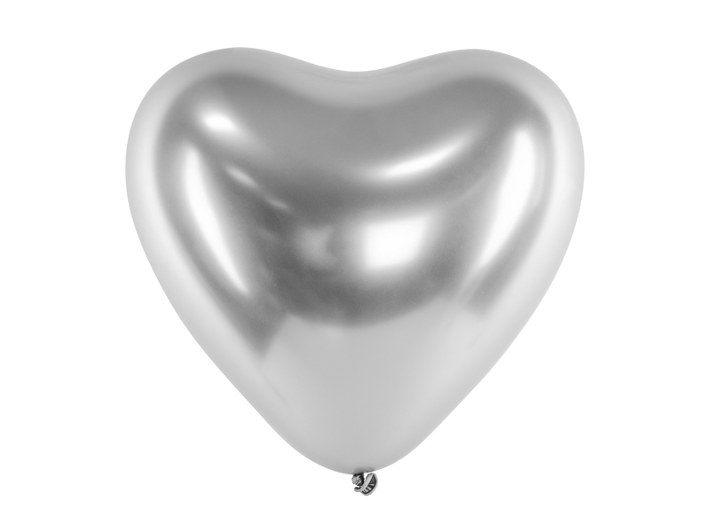 Hjärtformade glossy ballonger i silver. 5 kr st