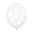 Extra starka ballonger kristallklar med vita moln 30cm 6-pack