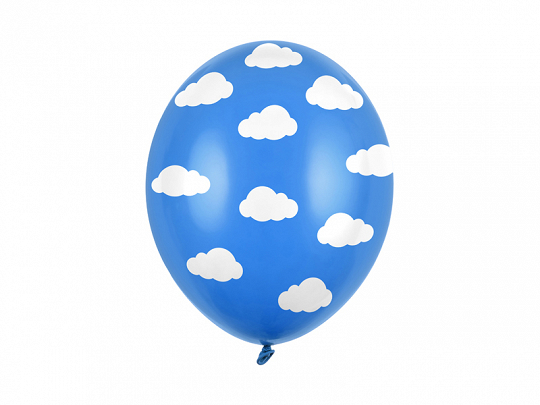 Blåklintsblå ballonger med vita moln. 5 kr st.