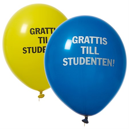 Ballonger Grattis till studenten gul-blå