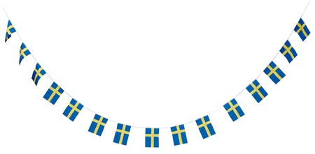 Girlang svenska flaggan i tyg. Student, Jubileum, Examen, Midsommar