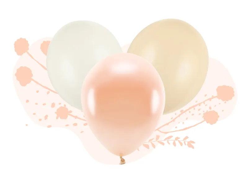 Naturligt stilrena ballonger i 6-pack. Passar utmärkt till Bröllop, fest, födelsedag eller andra härliga tillställningar. Vi har ett stort utbud av ballonger, mixa dina egna buketter eller ballongbågar.