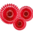 Rosetter Röda med hålmönster 3-pack 20/25/30 cm