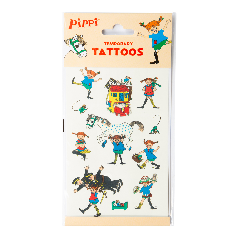 Temporära tatueringar med motiv av Pippi Långstrump. 35 kronor