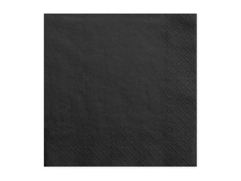 Helfärgade svarta servetter. 20-pack. 3-lagers. 25 kronor