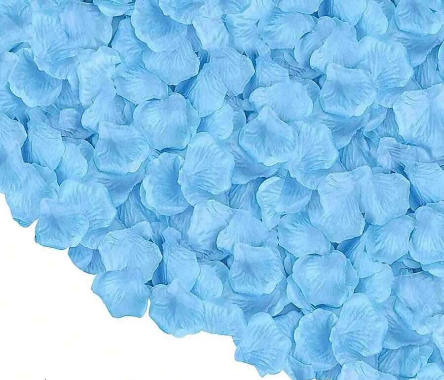 Ljusblåa konstgjorda rosenblad. Bordsdekoration Konfetti. 100-pack 18 kr