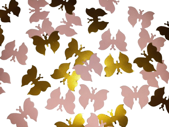 Konfetti Fjärilar Rosa/Guld 100-pack