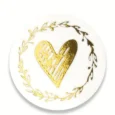 Stickers / Etikett Guldhjärta Rund 20-pack 3 cm