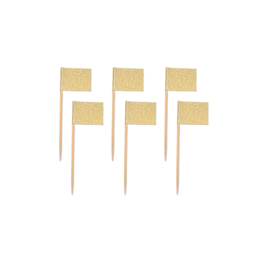 Cocktailflaggor Guld Glitter. 10cm 20 pack 29kr