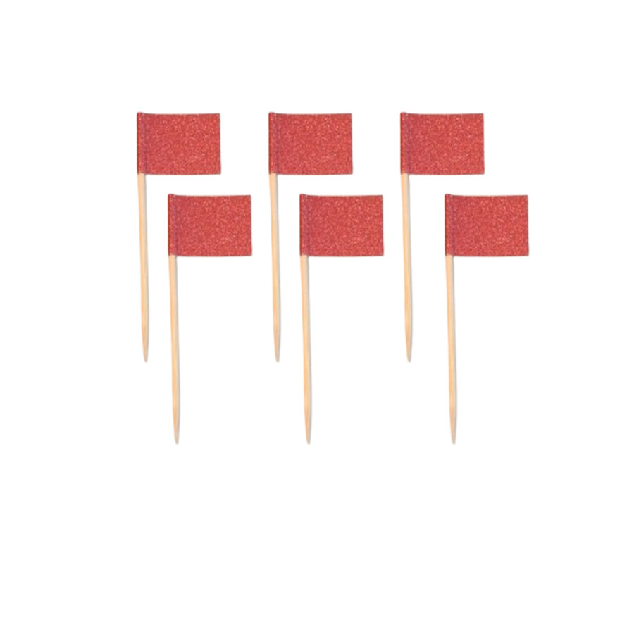 Cocktailflaggor Rött Glitter 10 cm. 20-pack. 29 kronor