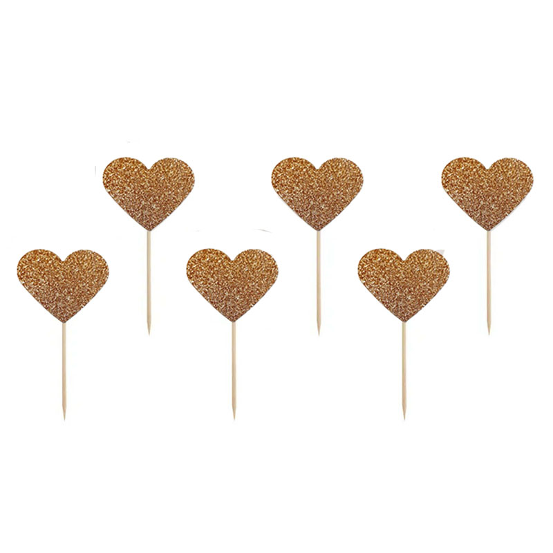 Bakelsedekoration. Tårtdekoration. Hjärtan i Koppar. 6-pack. 32 kronor